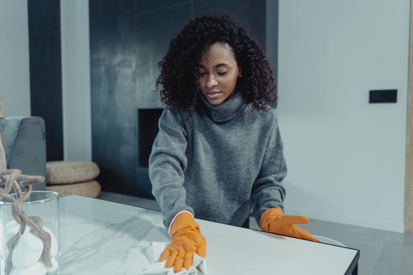 Home cleaning professional at work