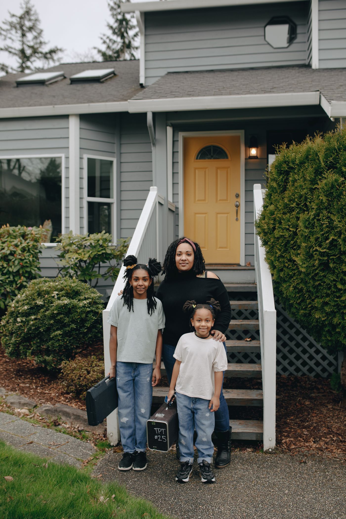 A family at home, deciding who to call