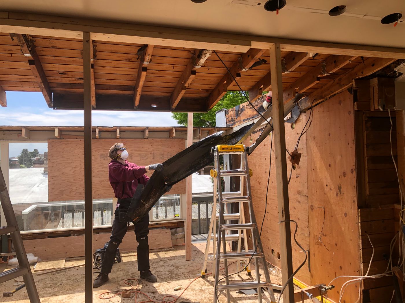 Restoration work inside a home